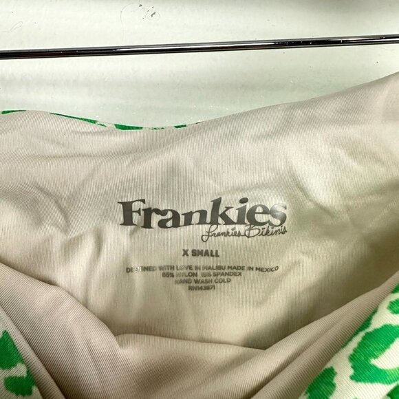 FRANKIES BIKINIS Juju Green Leopard Print High Rise Bikini Bottoms in Green XS - Picture 5 of 7